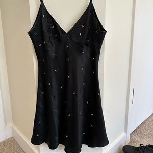 Black Silk Zara Dress with Diamond Sequin Detailing